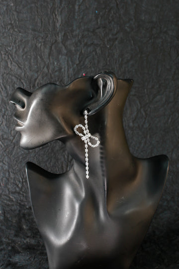 Crystal Ribbon Dangle Earrings – Chic Anti-Tarnish Party Wear