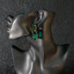 Emerald Green Double Drop Stud Earrings