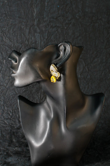 Yellow Butterfly Drop Earrings with CZ