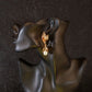 Floral Pearl Drop Gold Earrings