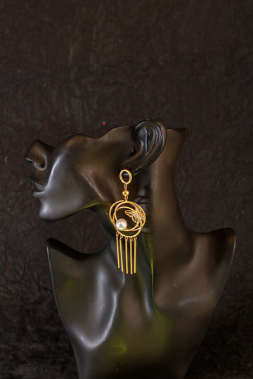 Pearl Hoop Butterfly Earrings – Statement Modern Design