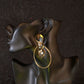Bold Textured Gold Disc Earrings with Crystal Drop – Statement Fashion Jewelry