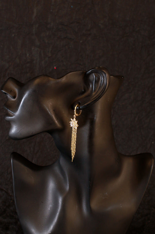 Gold Starburst Tassel Earrings