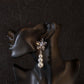 Silver Crystal Flower & Pearl Dangle Earrings – Elegant Anti-Tarnish Wedding Jewelry