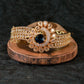 Gold Bracelet with Peacock Design and Blue Stone