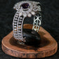Elegant Silver Bracelet with Purple Floral Centerpiece