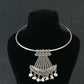 Oxidised German Silver Hansli Necklace with Flared Pendant