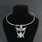 Oxidised German Silver Hansli Necklace with Tribal Leaf Totem Pendant