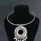 Oxidised German Silver Hansli Necklace with Hollow Circle Pendant