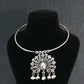 Oxidised German Silver Hansli Necklace with Peacock Design Pendant