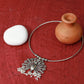 Oxidised German Silver Hansli Necklace with Peacock Design Pendant
