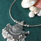 Oxidised German Silver Hansli Necklace with Semi-Circle Pendant