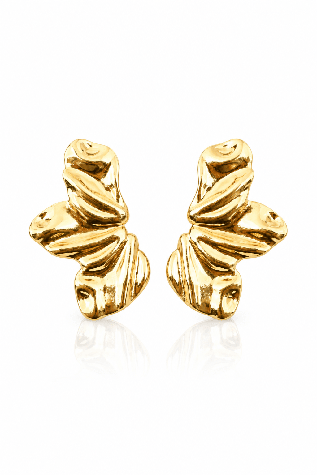 Abstract Wave Stud Earrings – 18K Gold Plated - Maxiblink