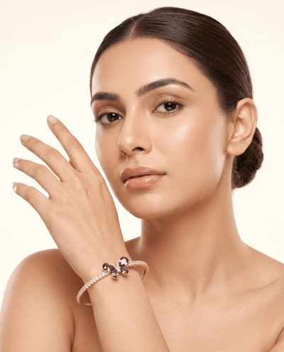Amethyst Butterfly Pave Cuff Bracelet - Maxiblink