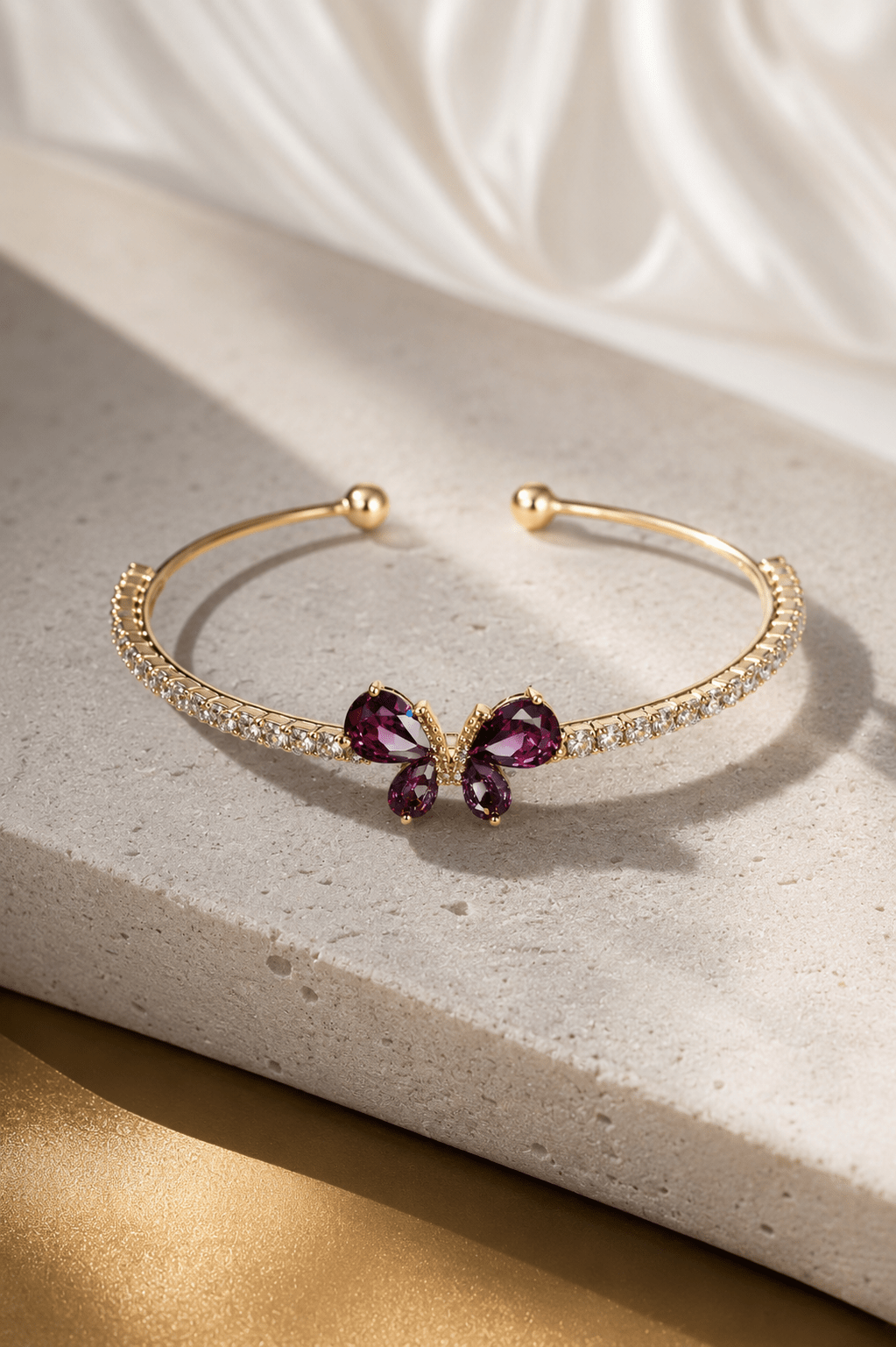 Amethyst Butterfly Pave Cuff Bracelet - Maxiblink