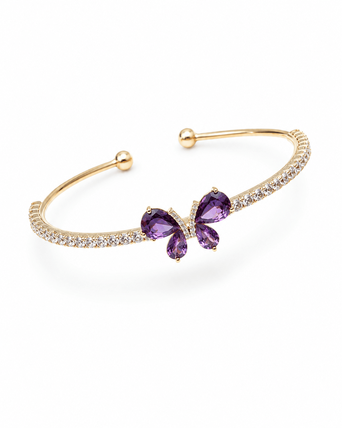 Amethyst Butterfly Pave Cuff Bracelet - Maxiblink