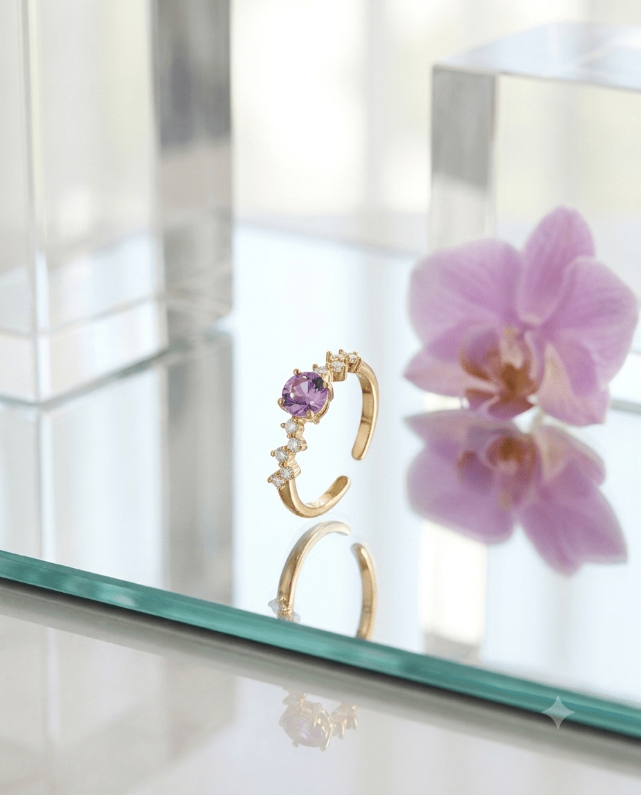Amethyst Solitaire Crystal Cluster Ring - Maxiblink