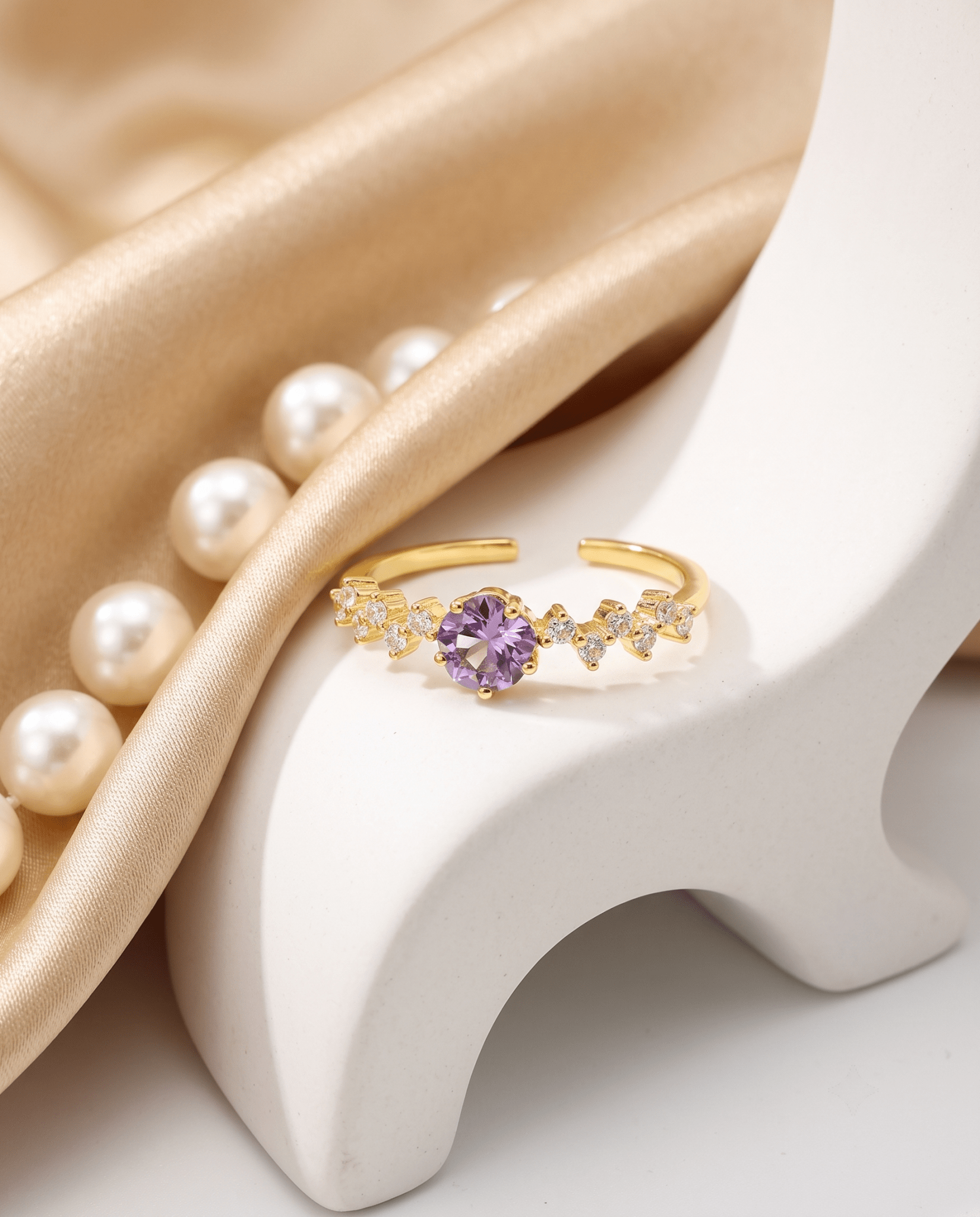 Amethyst Solitaire Crystal Cluster Ring - Maxiblink