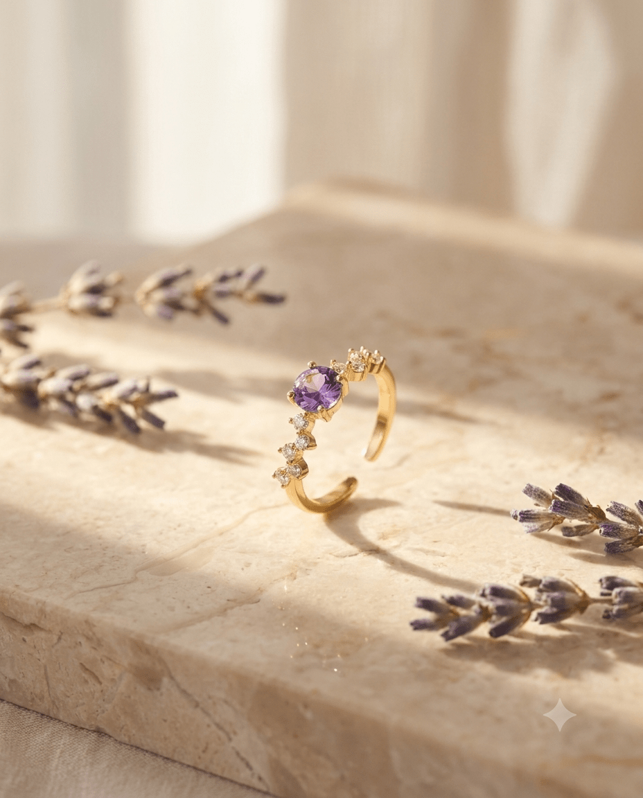 Amethyst Solitaire Crystal Cluster Ring - Maxiblink