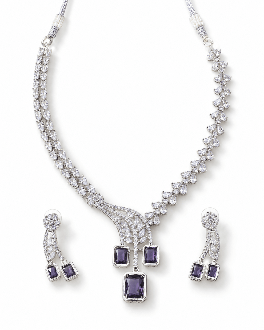 Amethyst Trio Drop Necklace Set - Maxiblink