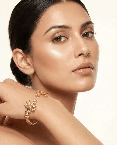 Anti - Tarnish Gold Coral Branch Cuff Bracelet – Stainless Steel Organic Design - Maxiblink