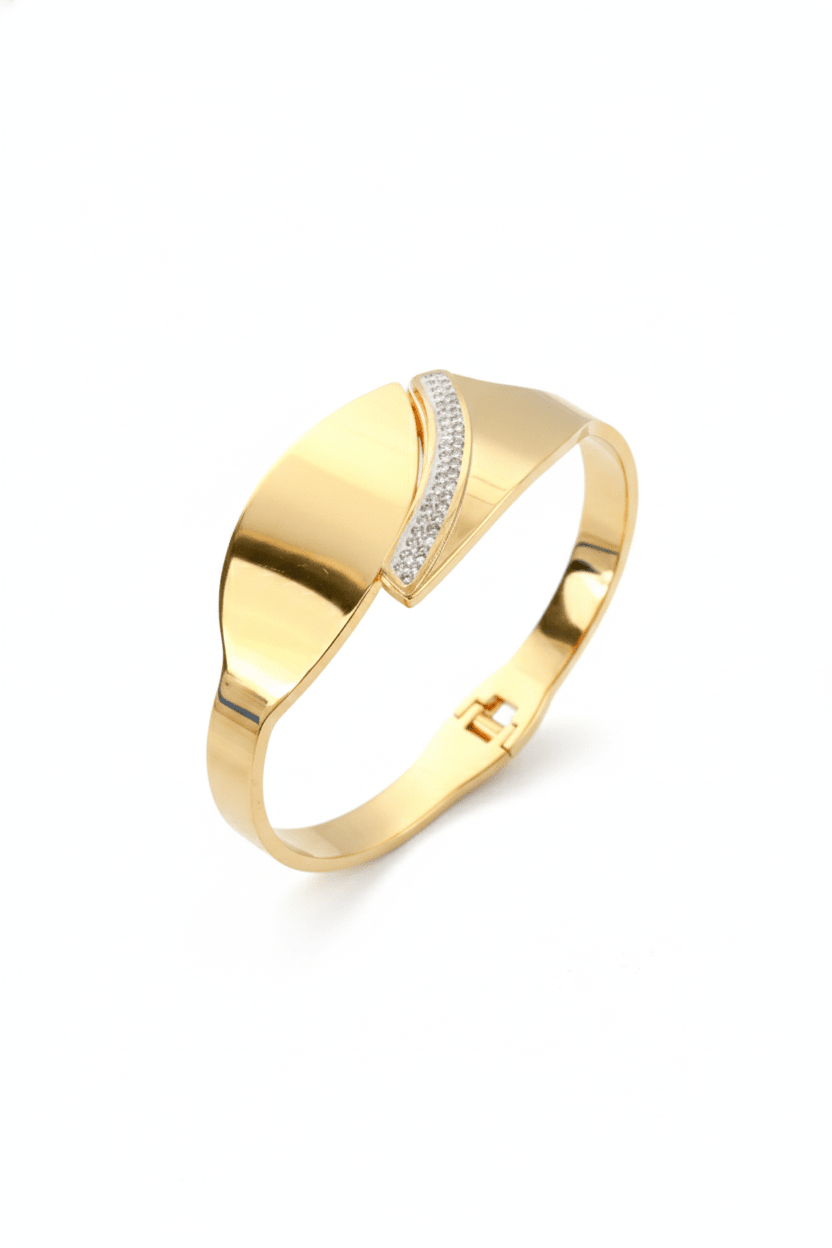Anti - Tarnish Gold Folded Leaf Stainless Steel Bracelet - Maxiblink