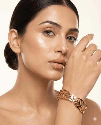 Anti - Tarnish Gold Open Leaf Cuff Bracelet – Stainless Steel Cutout Design - Maxiblink