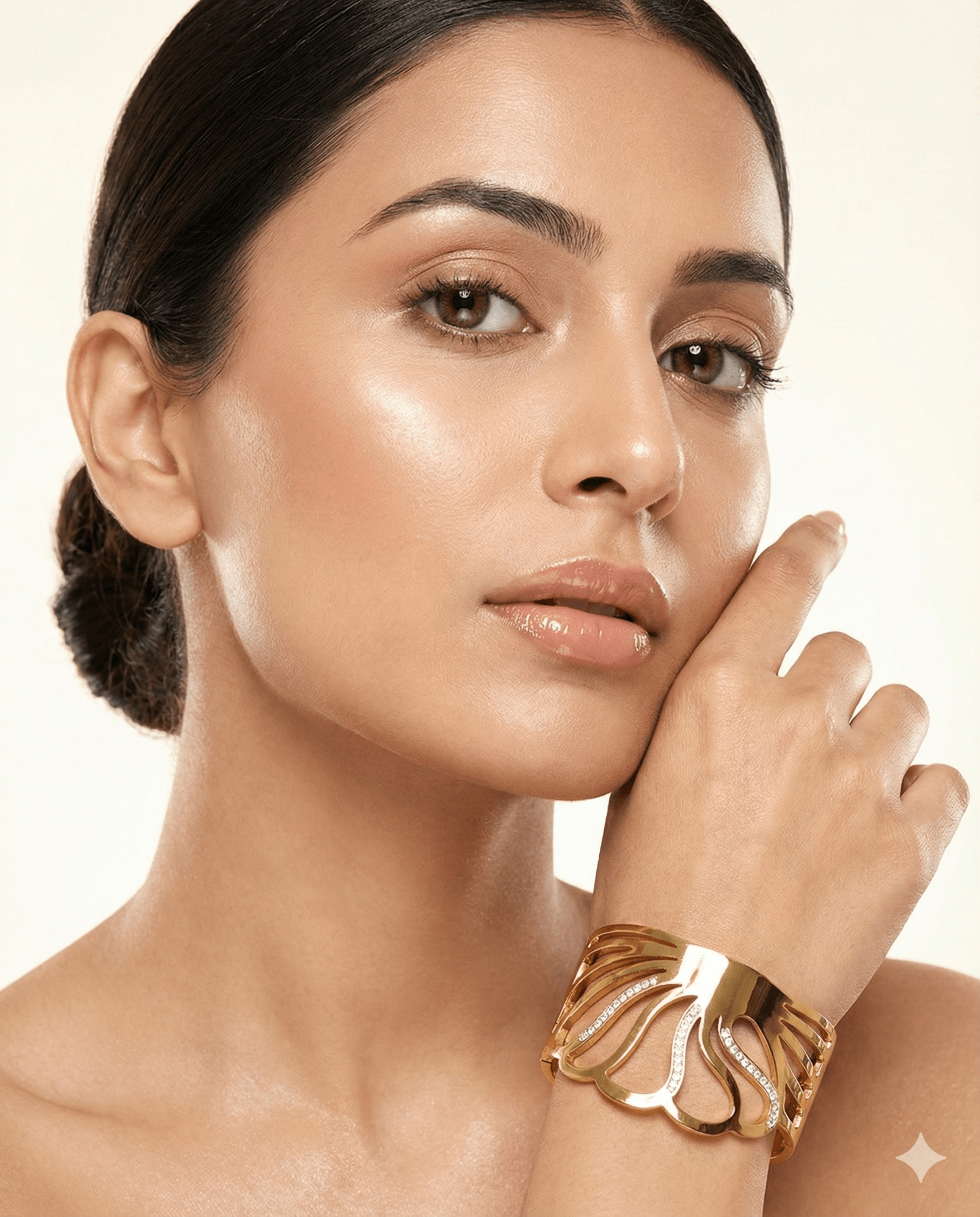 Anti - Tarnish Gold Radiant Petal Cuff Bracelet – Openwork CZ Accent Design - Maxiblink