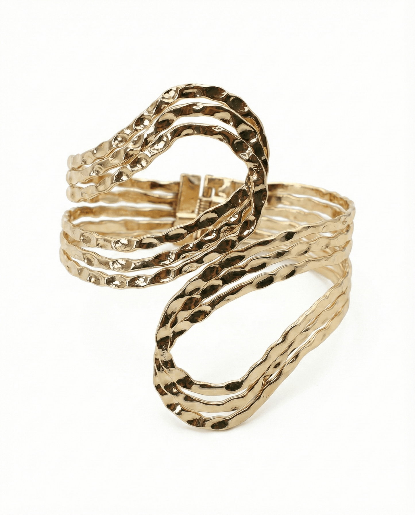 Anti - Tarnish Stainless Steel Bracelet — Gold Sculpted Petal Cuff - Maxiblink