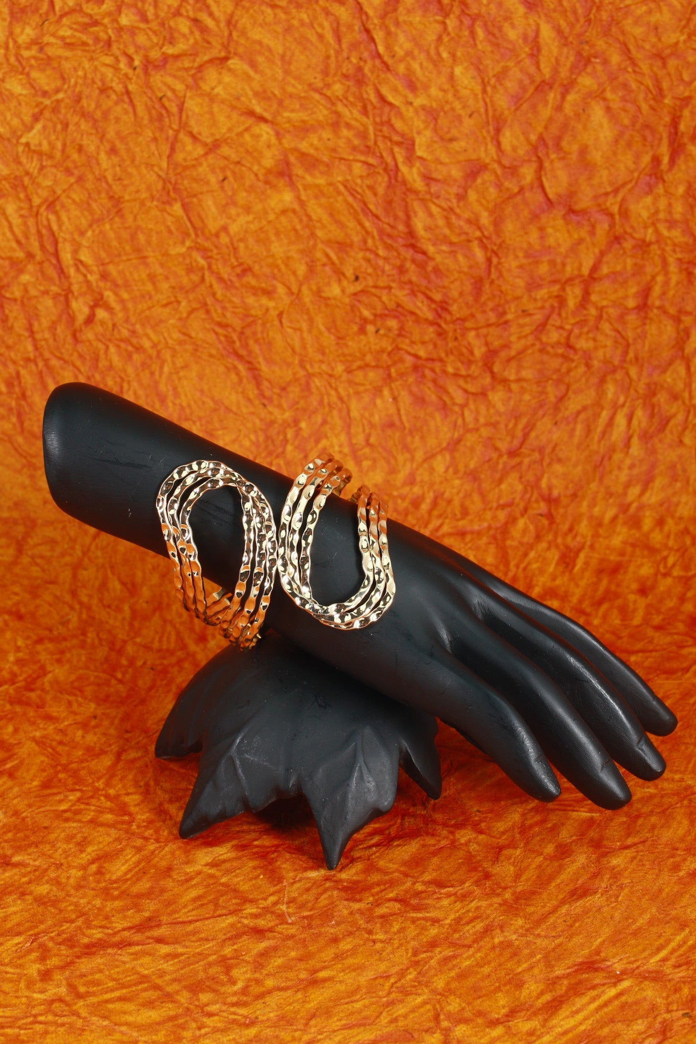 Anti - Tarnish Stainless Steel Bracelet — Gold Sculpted Petal Cuff - Maxiblink