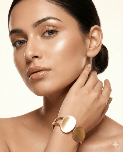 Anti - Tarnish Stainless Steel Bracelet — Matte Gold Pebble Cuff - Maxiblink