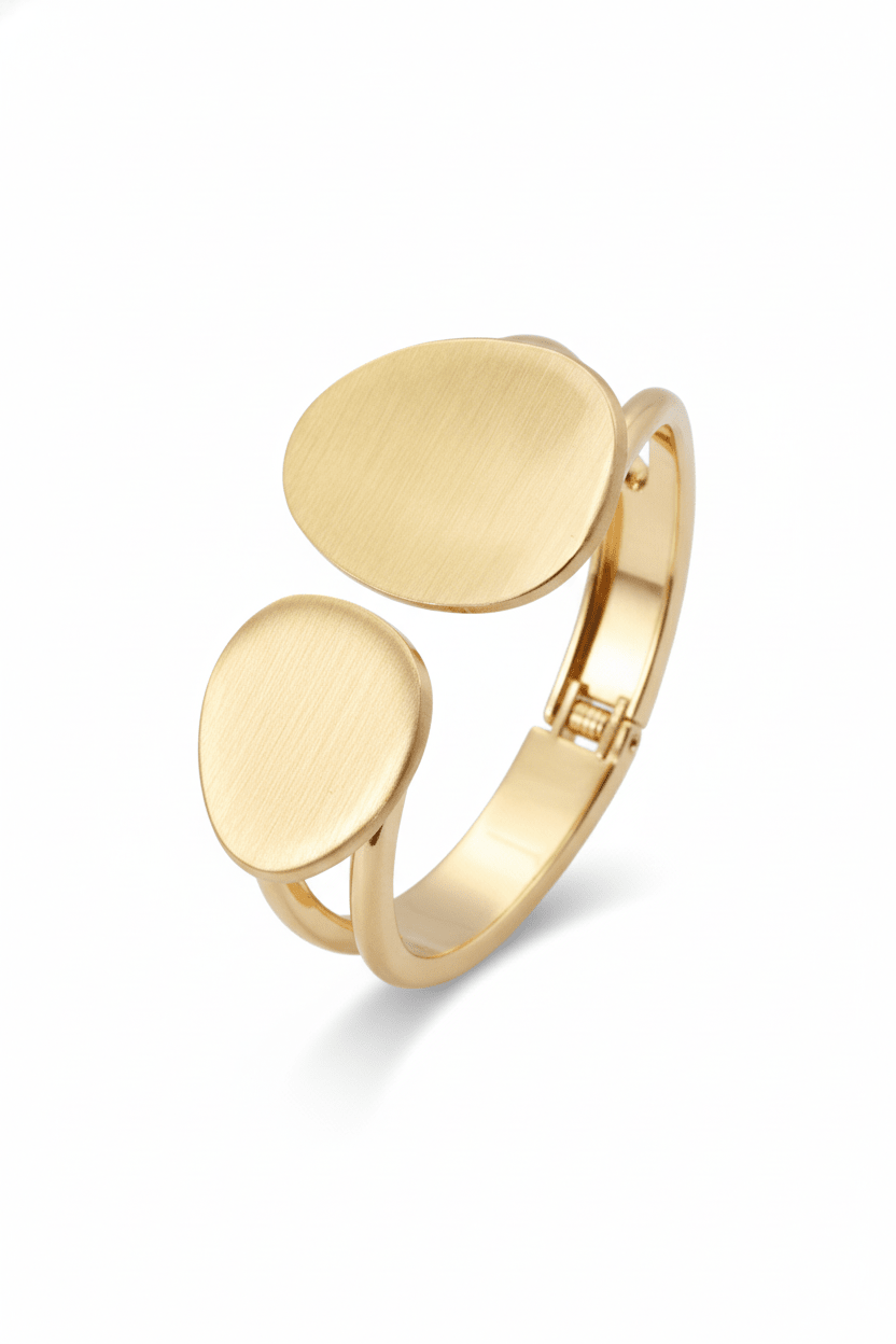 Anti - Tarnish Stainless Steel Bracelet — Matte Gold Pebble Cuff - Maxiblink