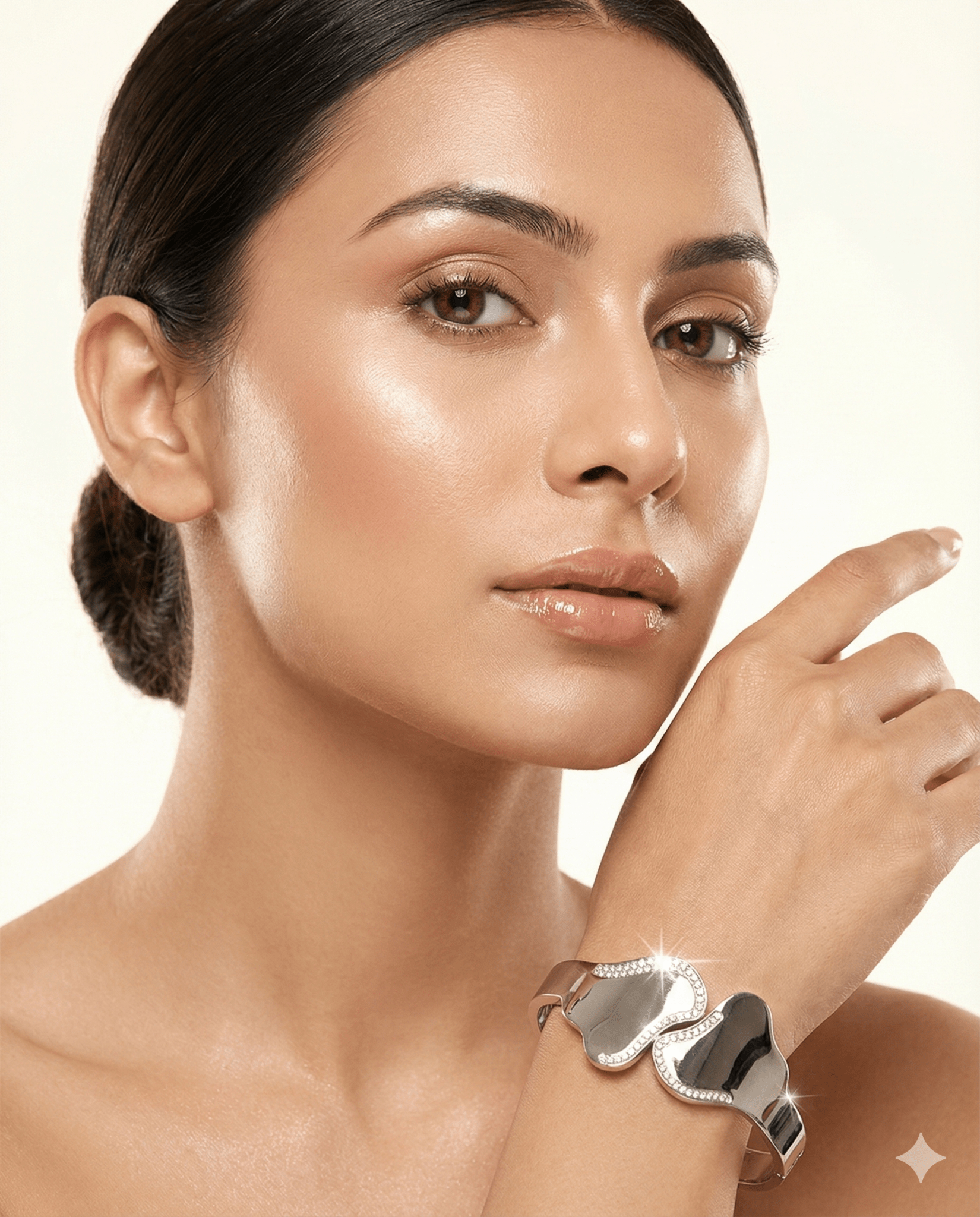 Anti - Tarnish Stainless Steel Bracelet — Silver Sculpted Wave Cuff - Maxiblink