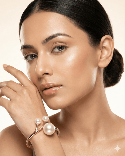 Anti - Tarnish Two - Tone Branch Pearl Bracelet – Modern Gold & Silver Cuff with Freshwater Pearls - Maxiblink