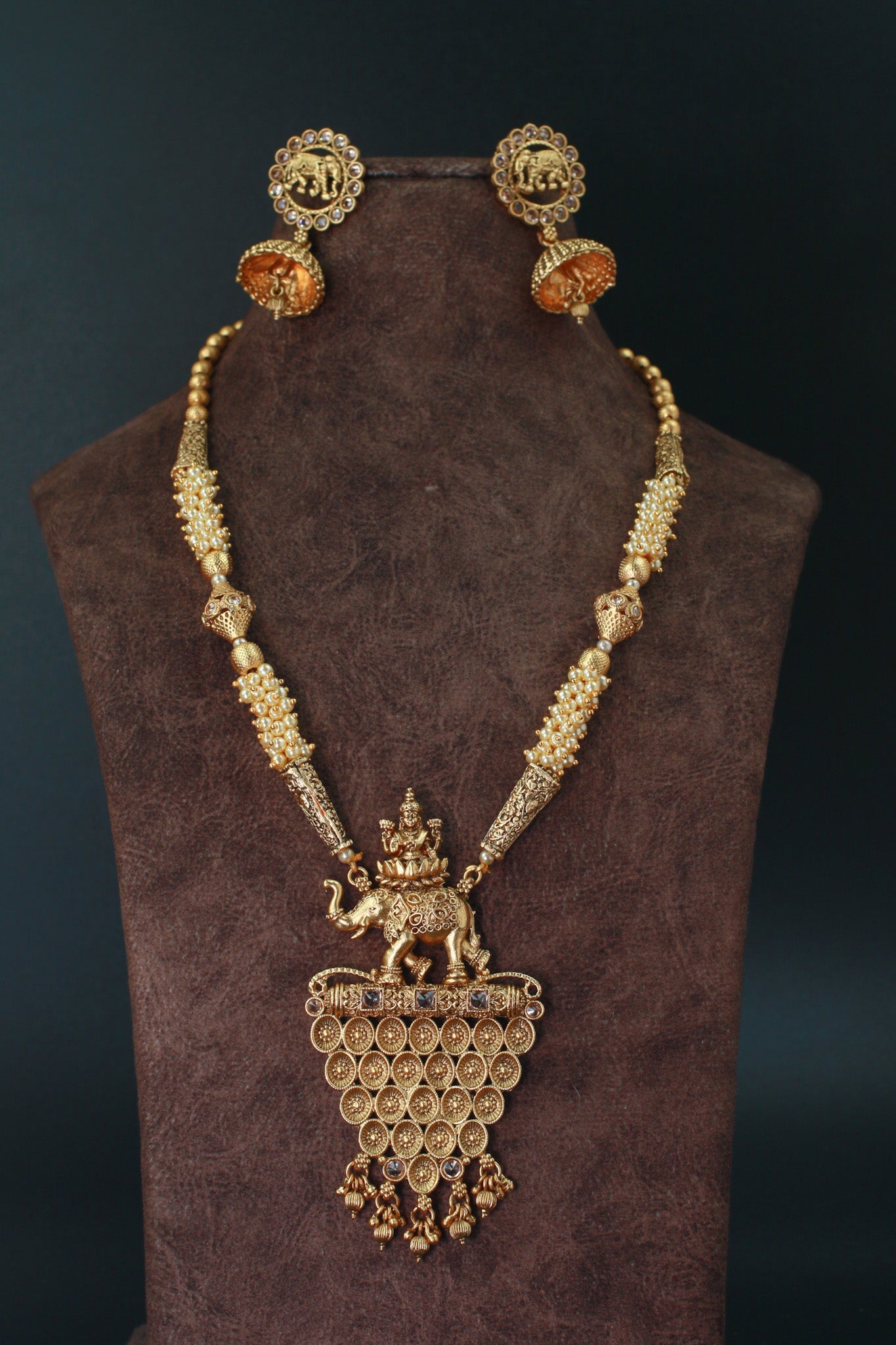 Antique Elephant Motif Temple Necklace - Maxiblink
