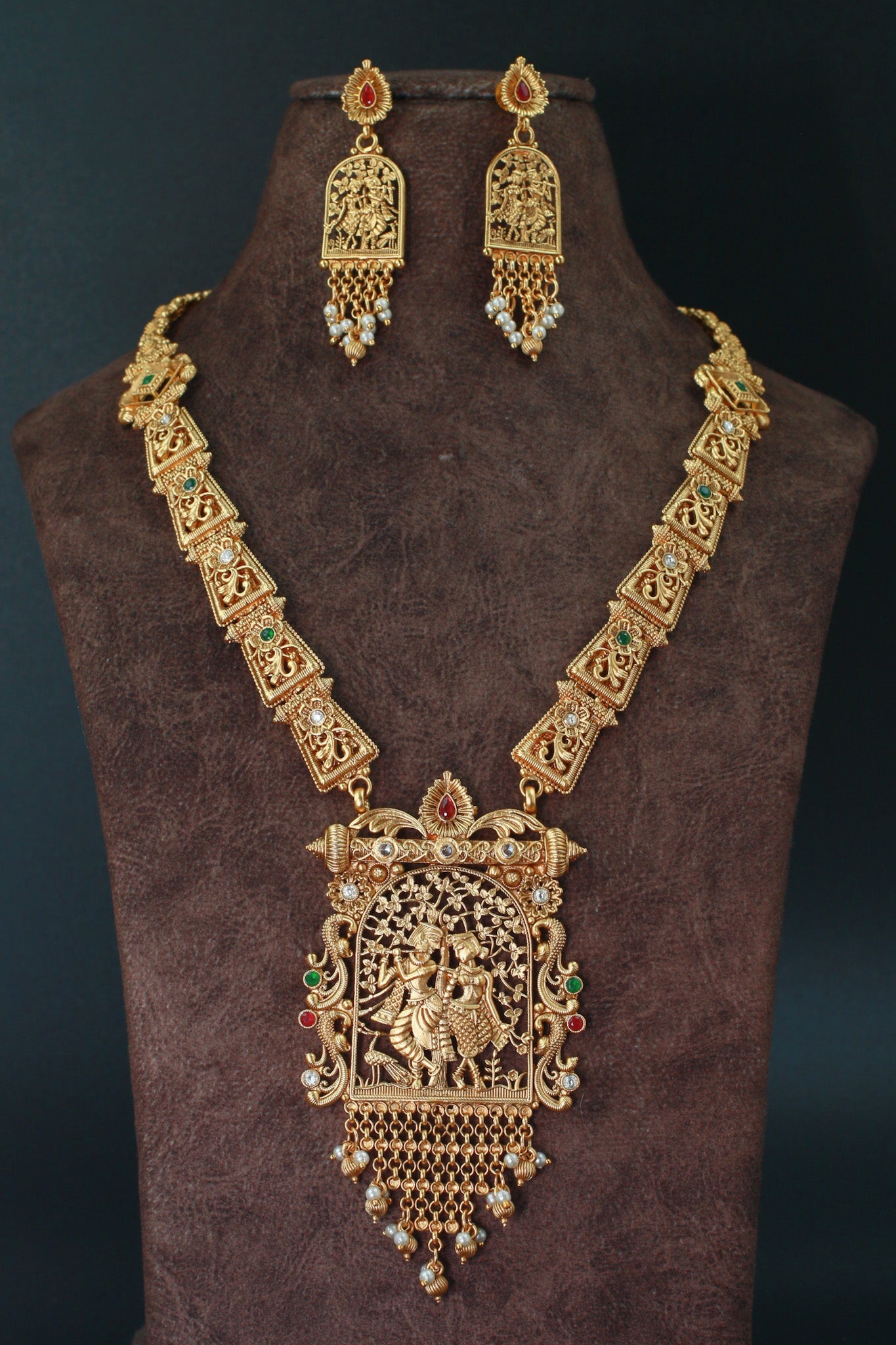 Antique Krishna Radha Long Haram - Maxiblink