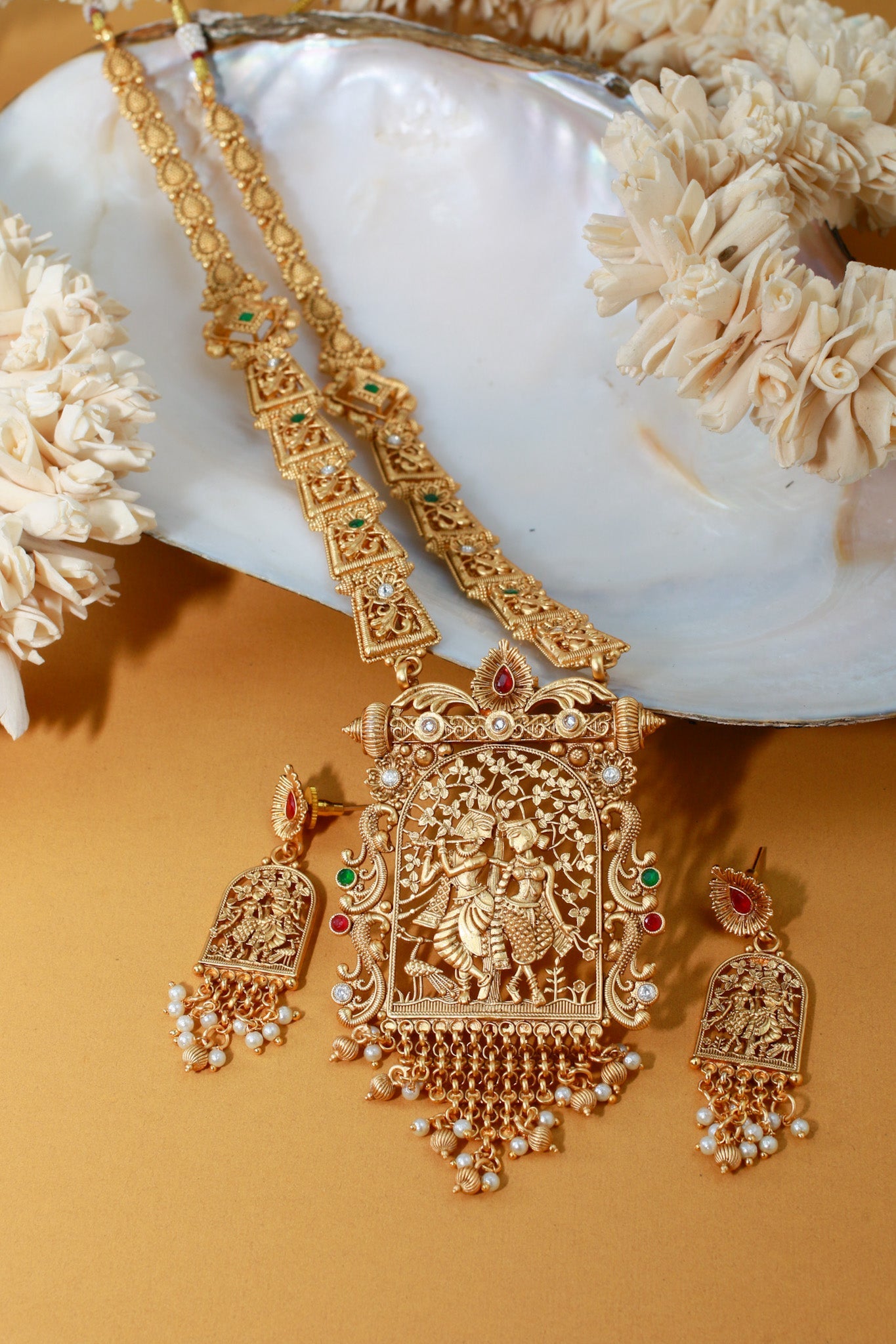 Antique Krishna Radha Long Haram - Maxiblink