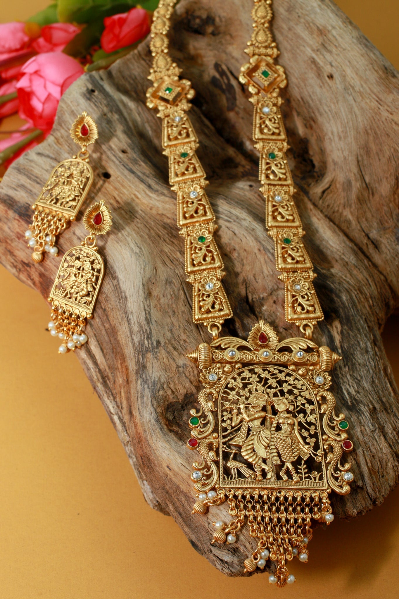 Antique Krishna Radha Long Haram - Maxiblink