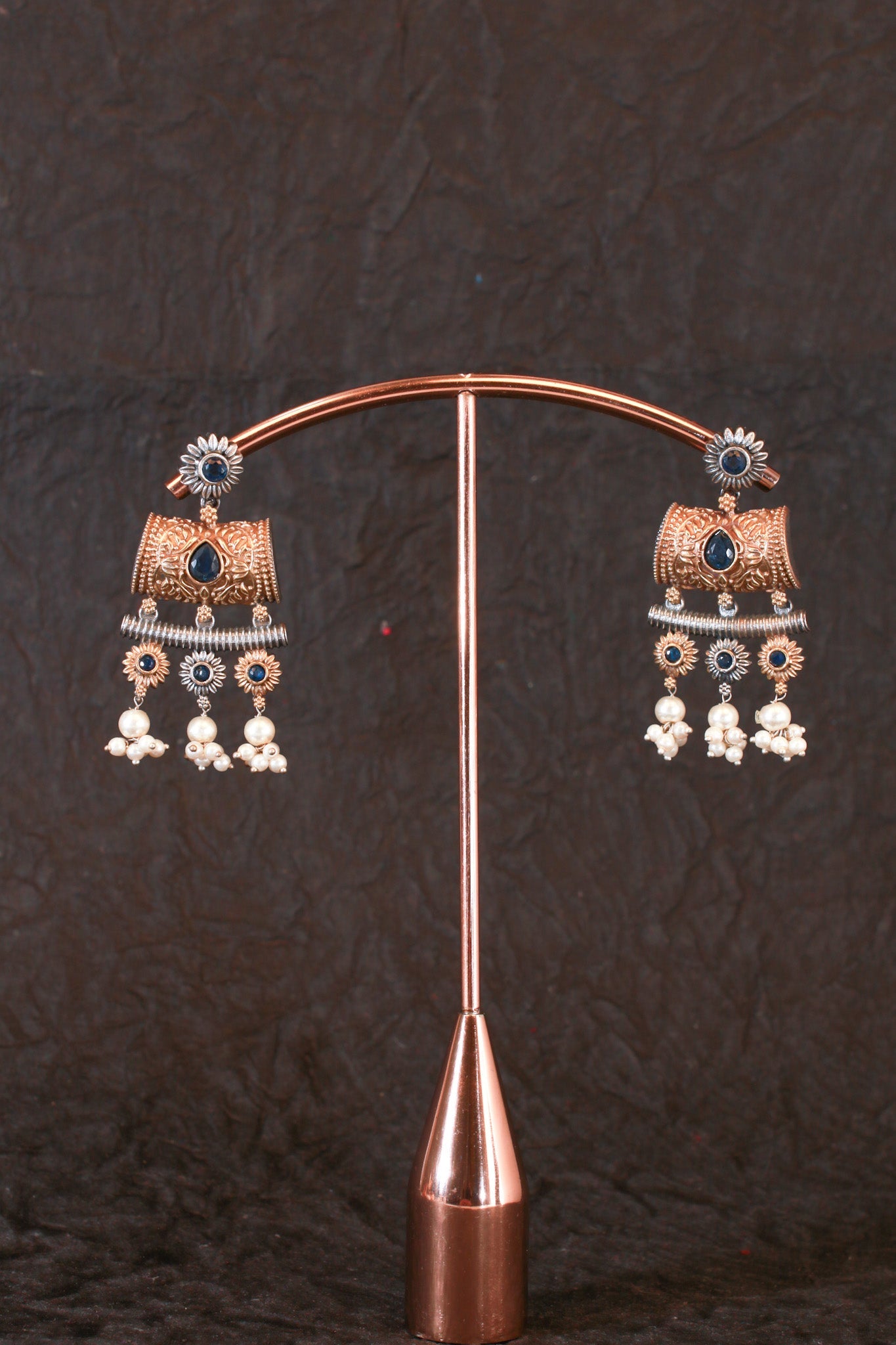 Antique Oxidised Silver Choker Necklace Set with Earrings for Women - Maxiblink