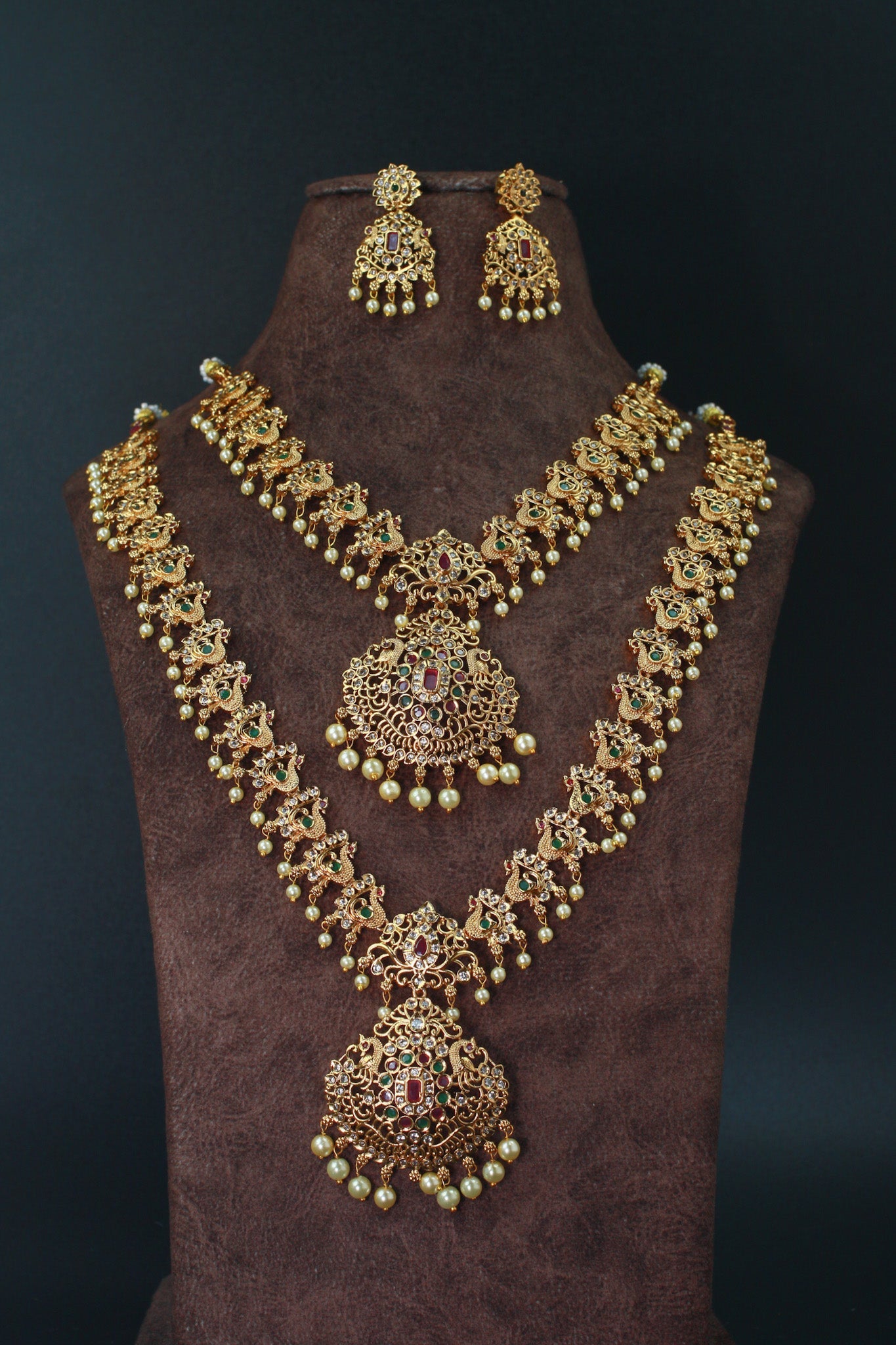 Antique Temple Bridal Combo—Choker & Long Haram with Lakshmi Motifs - Maxiblink
