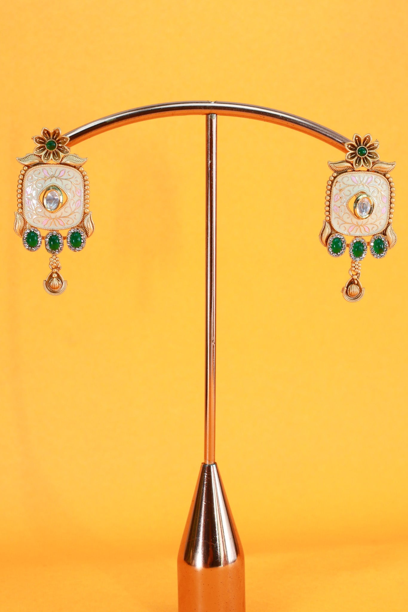 Antique Temple Pendant Haram with Meenakari & Elephant Links - Maxiblink