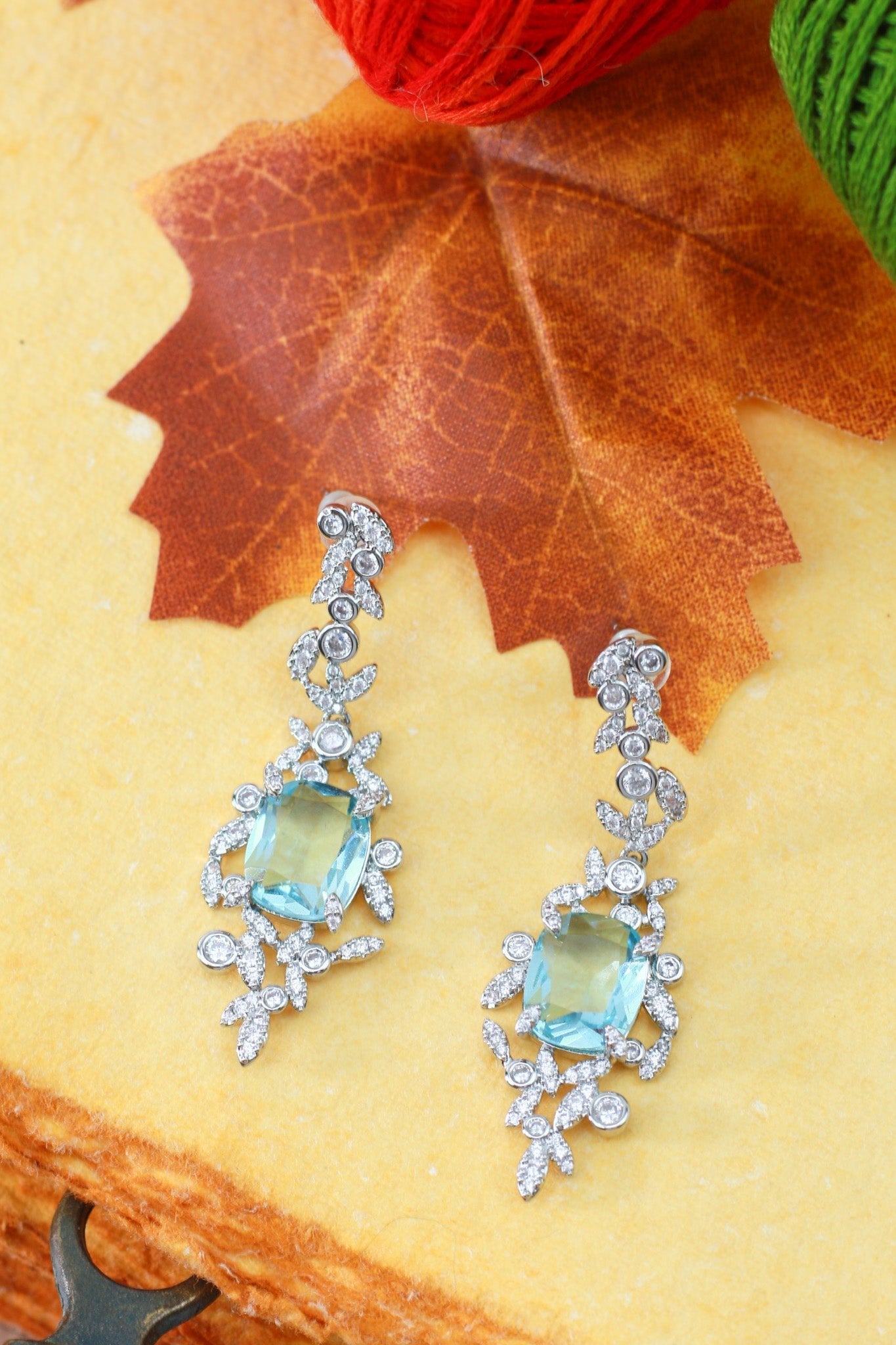 Aqua Crystal Chandelier Drop Earrings - Maxiblink