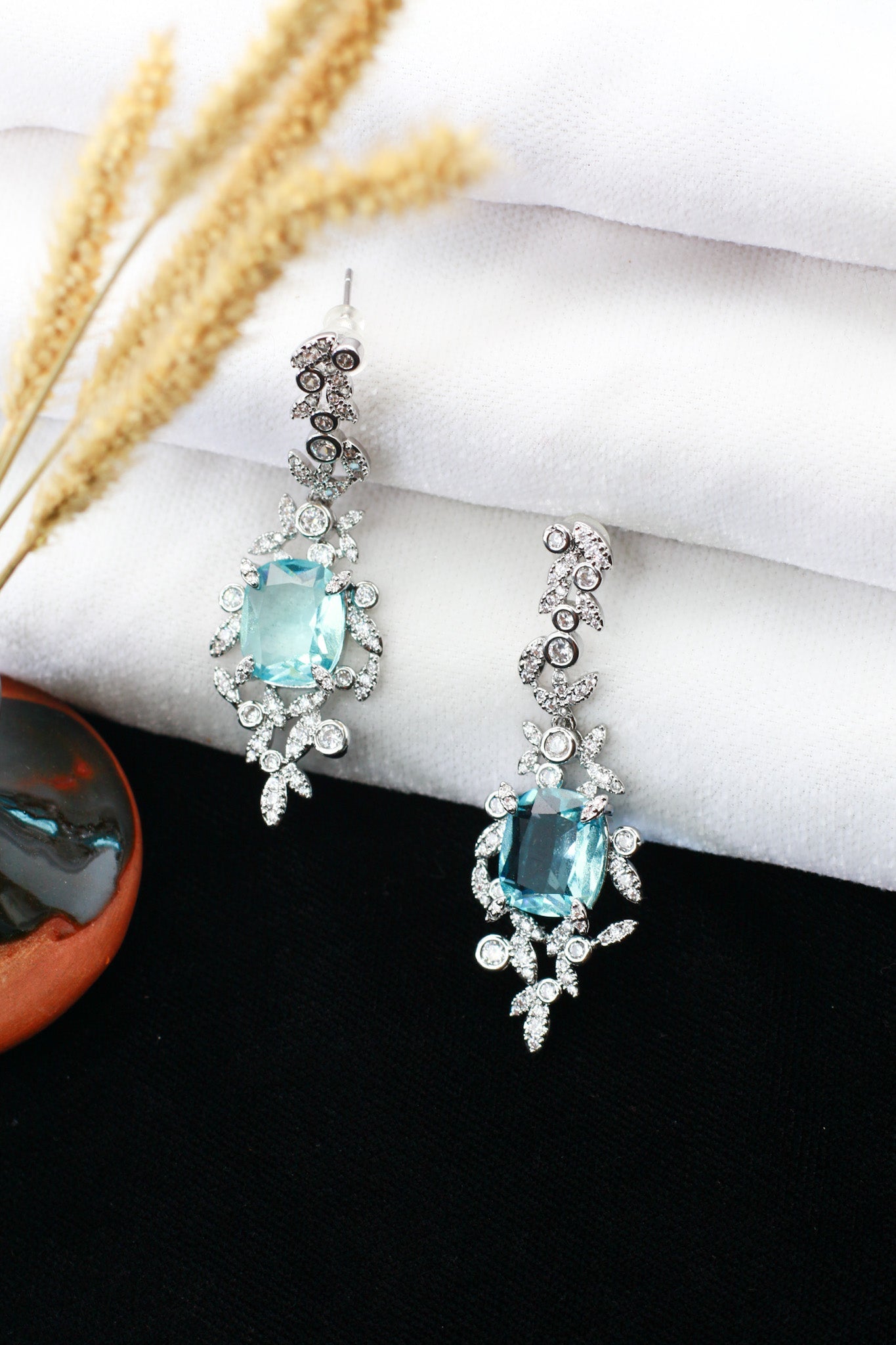Aqua Crystal Chandelier Drop Earrings - Maxiblink