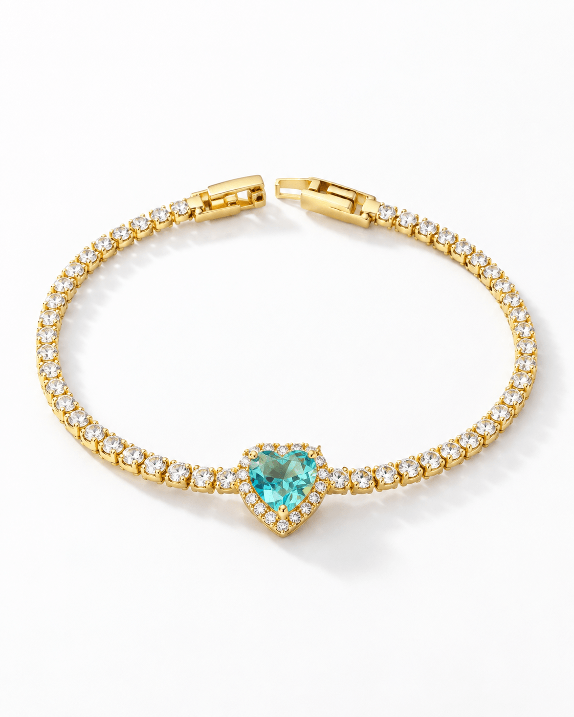 Aqua Heart Halo Tennis Bracelet - Maxiblink