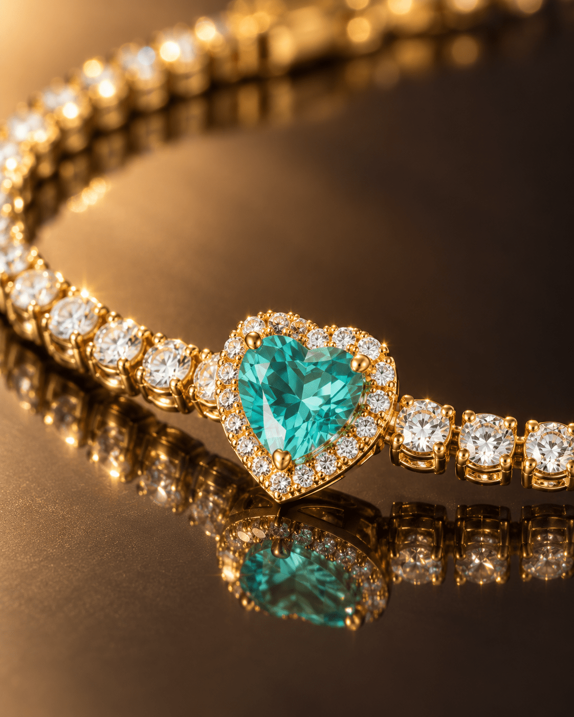 Aqua Heart Halo Tennis Bracelet - Maxiblink