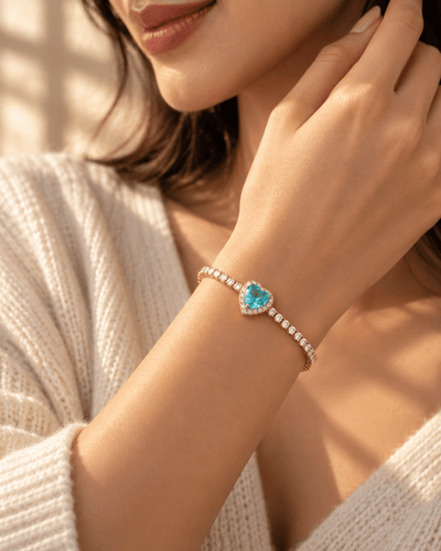 Aqua Heart Halo Tennis Bracelet - Maxiblink