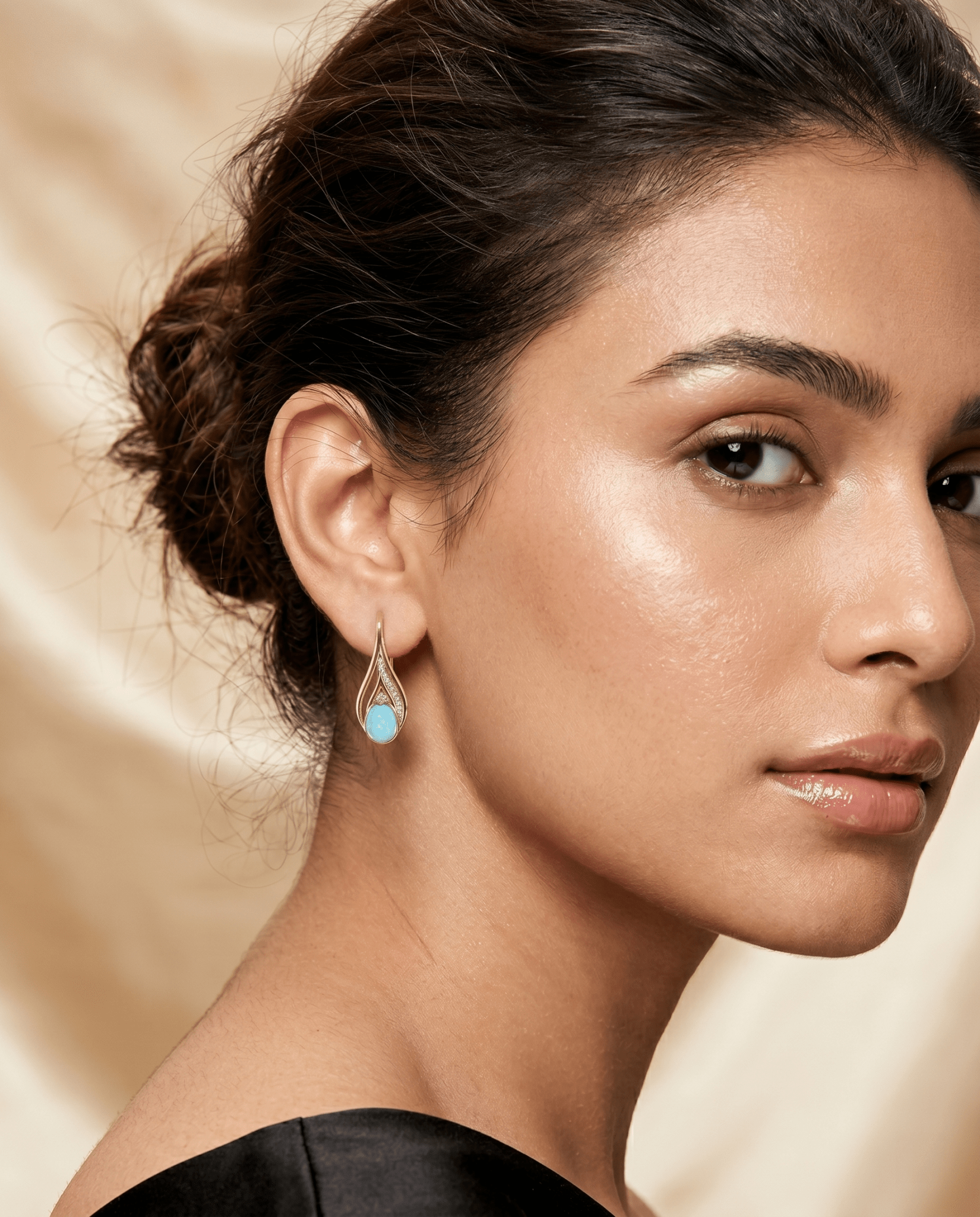 Aqua Teardrop Crystal Flame Hook Earrings - Maxiblink
