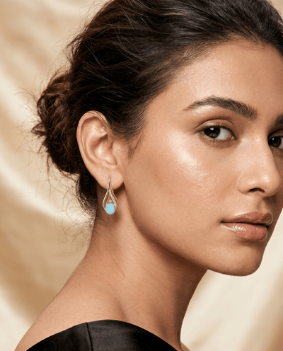 Aqua Teardrop Crystal Flame Hook Earrings - Maxiblink