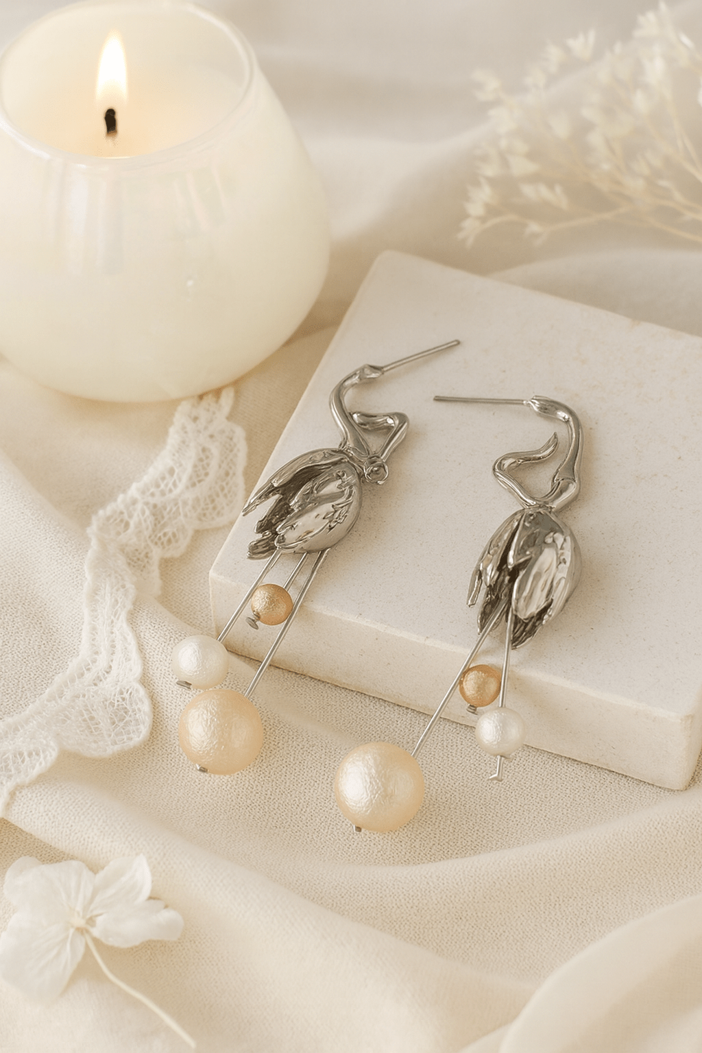 Artistic Drop Bead Dangle Earrings | Designer Anti - Tarnish Jewelry - Maxiblink