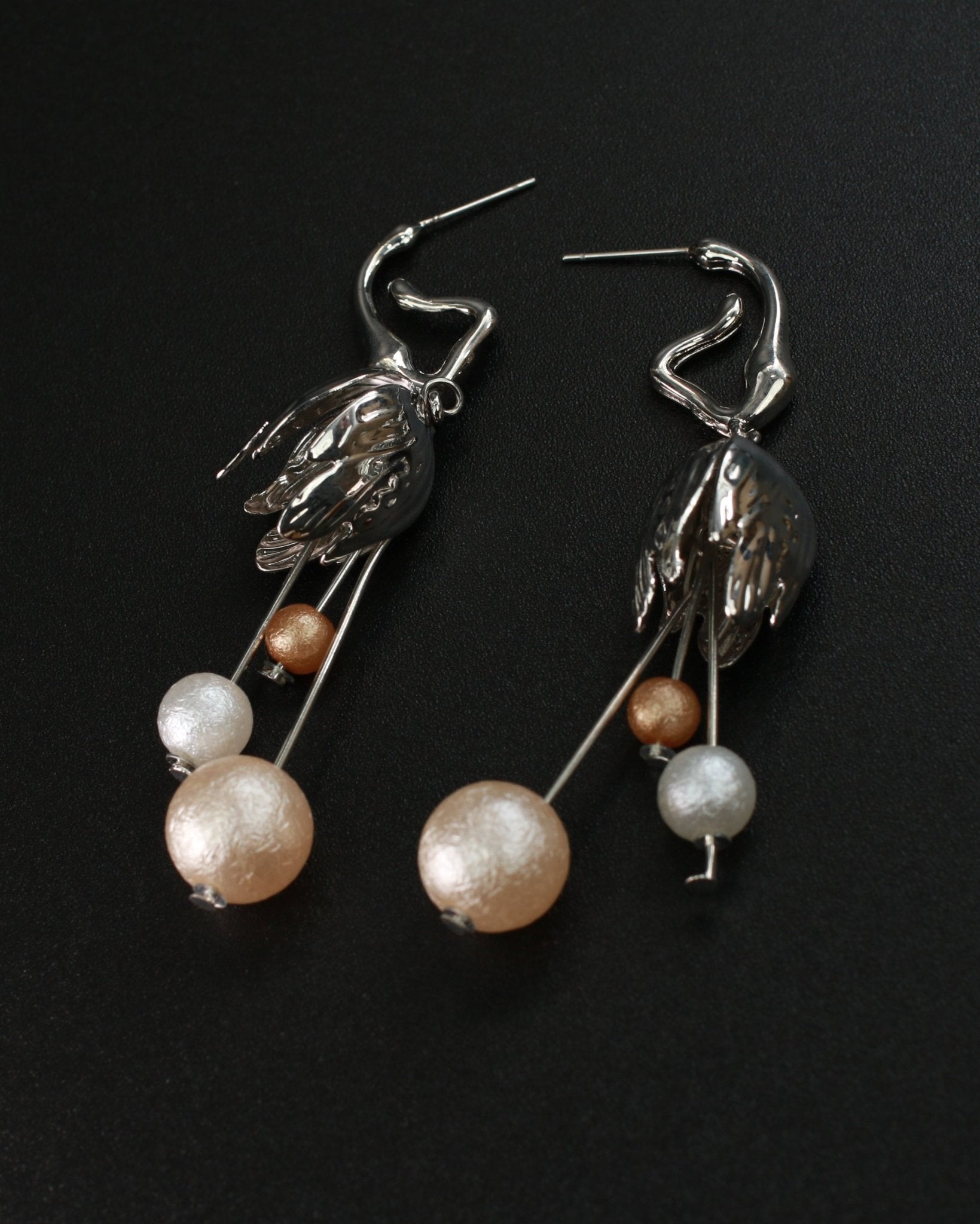 Artistic Drop Bead Dangle Earrings | Designer Anti - Tarnish Jewelry - Maxiblink